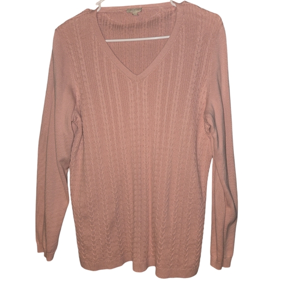 Talbots 1X Cable Knit Pink Longsleeve Sweater - Picture 2 of 8